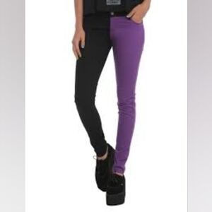 Royal Bones ~ 13 Split Two Tone Purple & Black Jeans